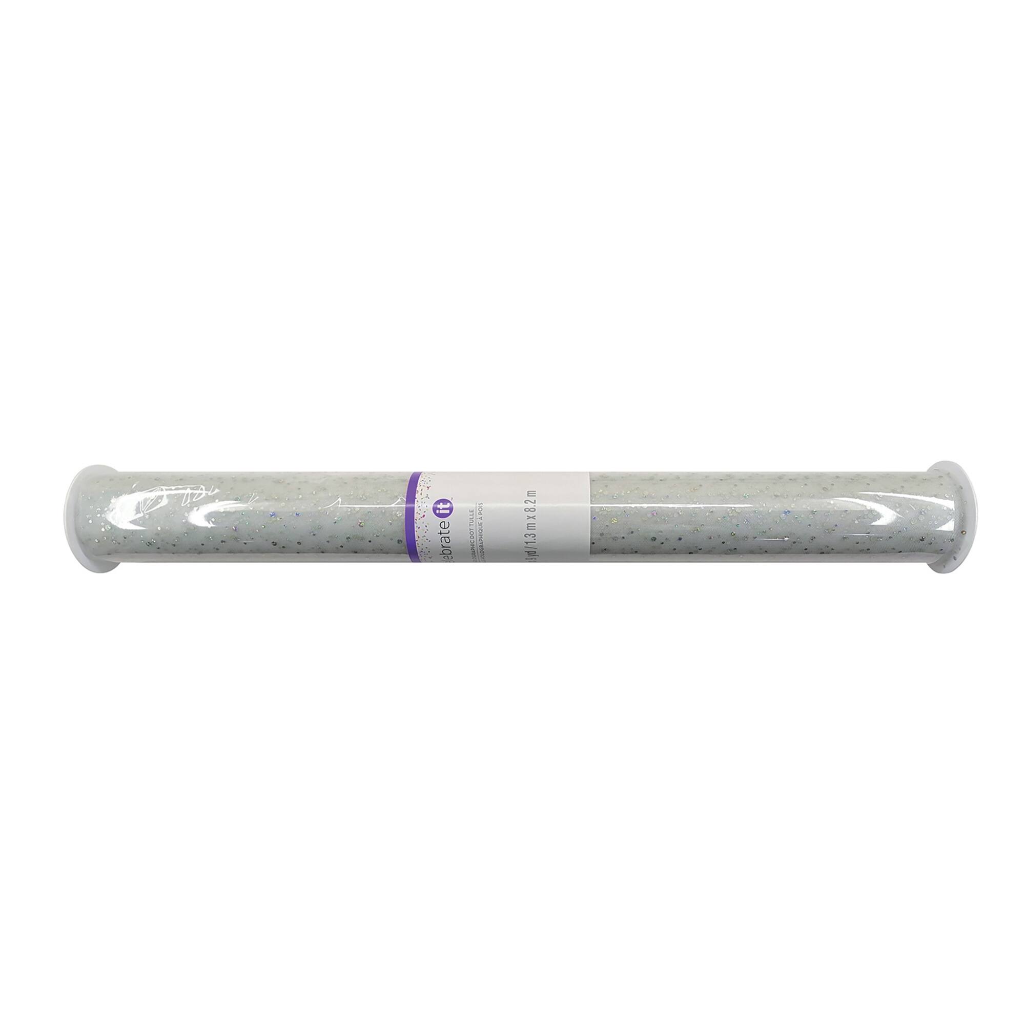 54" x 9yd. White Holographic Dot Tulle by Celebrate It™